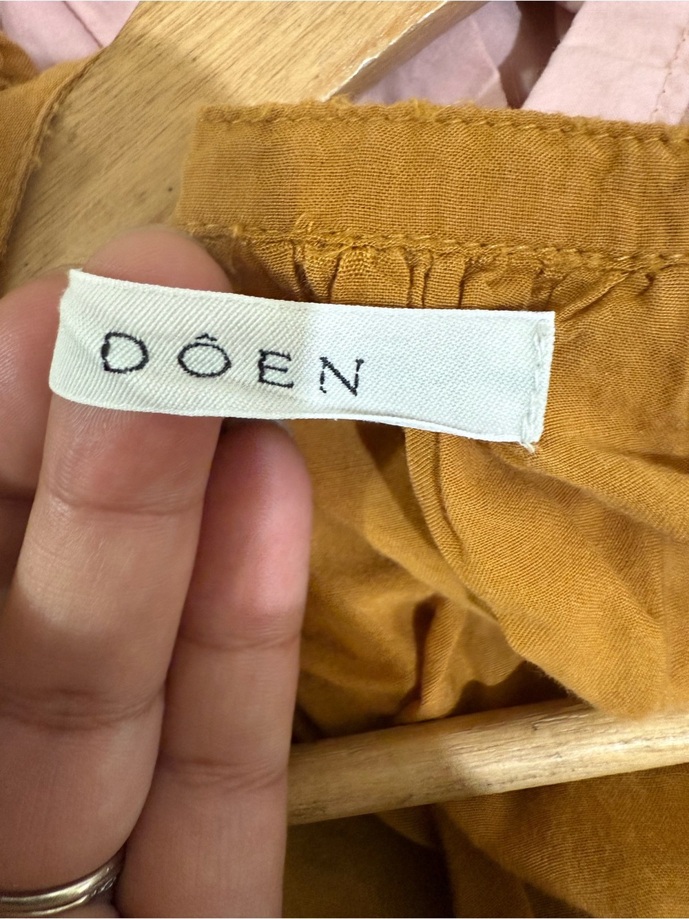 Doen Warm Rust Button-Front Peasant Blouse - Picture 2 of 8